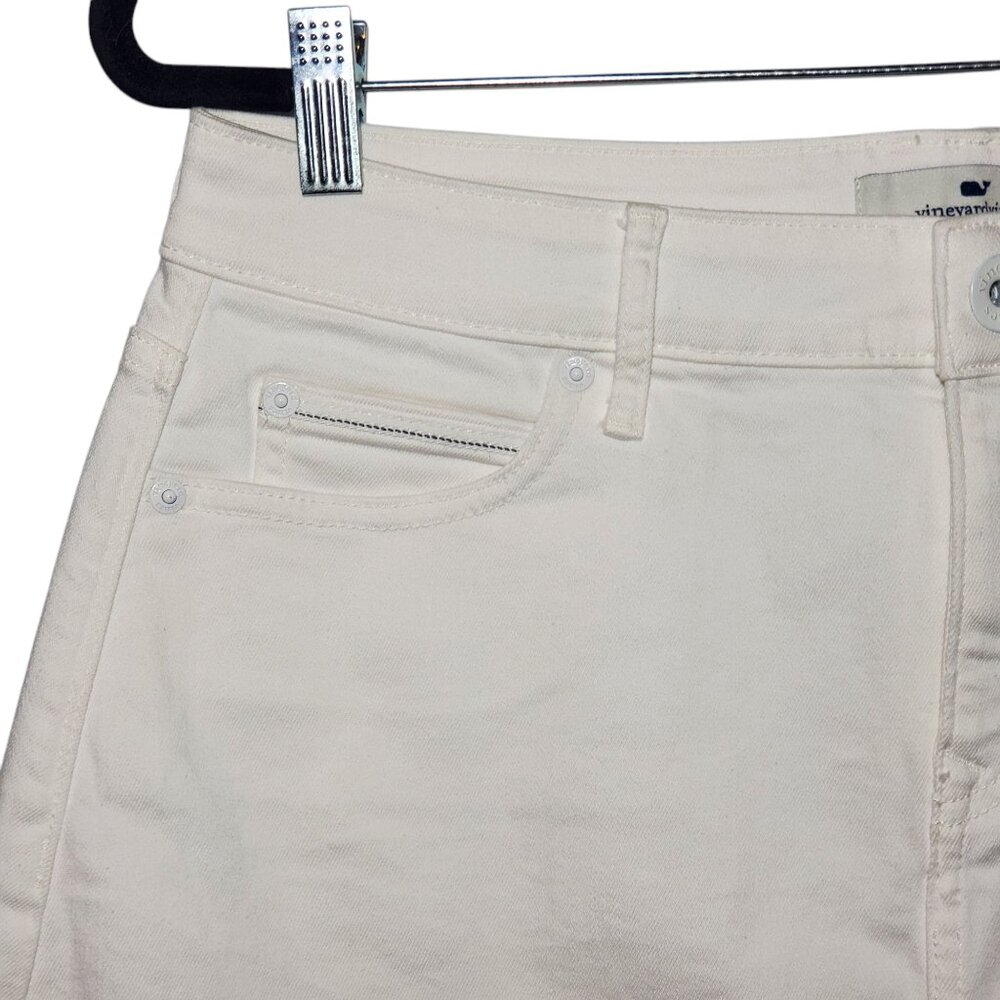 NWT Vineyard Vines Denim Skirt Women's 10 White Solid Raw-Hem Jeans Casual - Picture 2 of 7